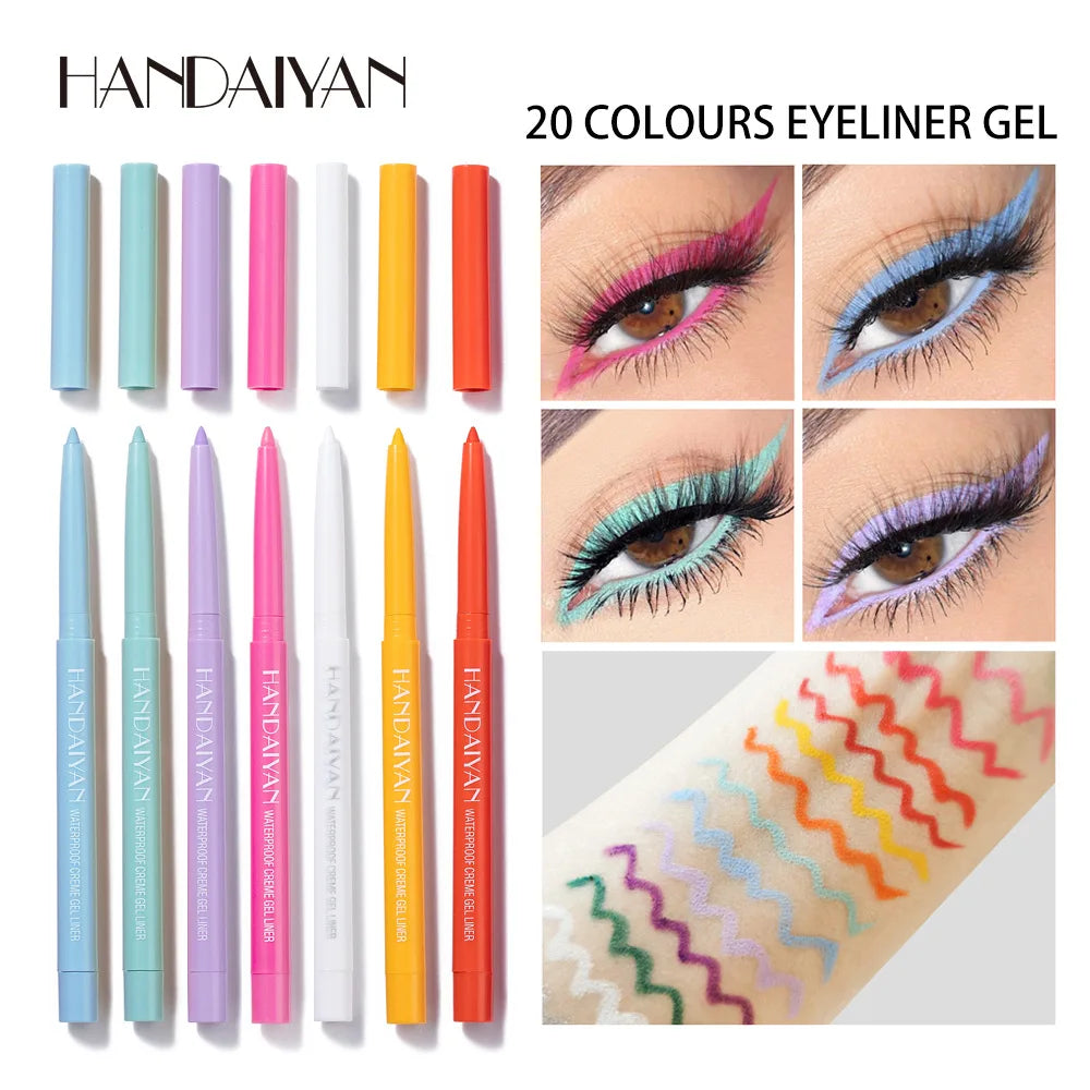 20 Colors Matte Eyeliner Gel Pencil Shine Purple Black Easy To Wear Colorful White Blue Eye Liner Pen Cream Makeup Cosmetics