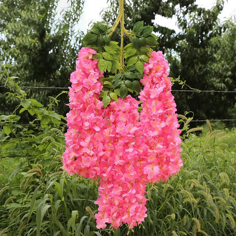 12pcs Artificial Wisteria Flowers String Hanging Garland Decor Fake Flower Outdoor Wedding Garden Arch Home Party Decoration