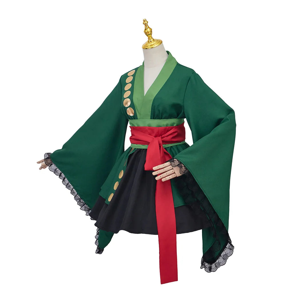 Roronoa Cosplay Costume Halloween Kimono Dresses Outfits One Anime Piece Robe Cloak Belt Full Suit Outfit for Woman