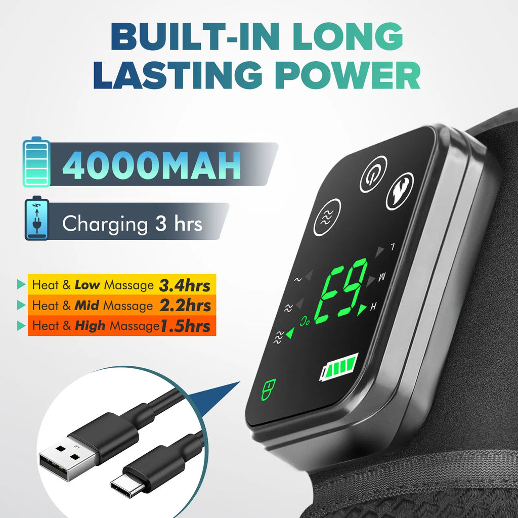Rechargeable Knee Massager 3 Gear Vibration Massage Adjustable Shoulder Brace Electric Heating Pads Leg Knee Warmer