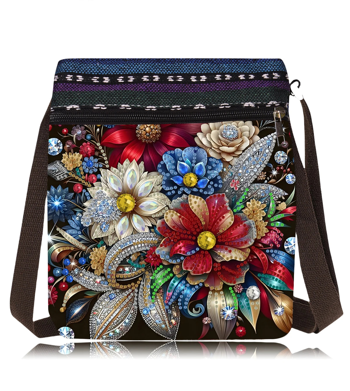 1 piece/set of DIY colorful mandala diamond art handbag, canvas shoulder bag with diamond painting crossbody bag
