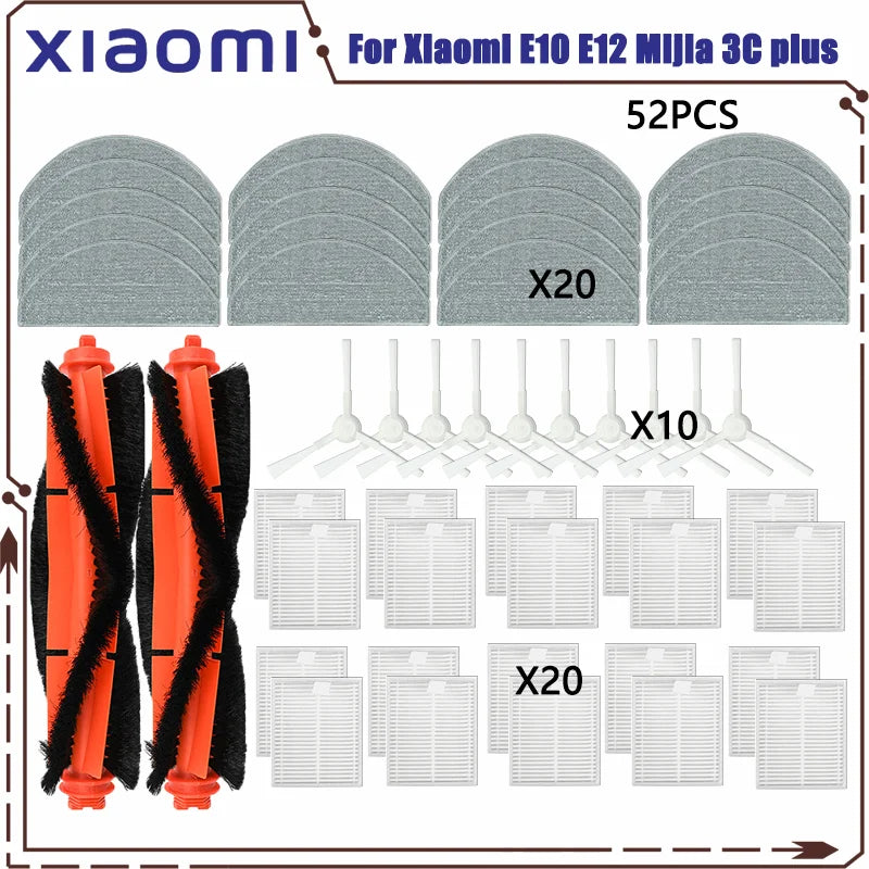 For Xiaomi Robot Vacuum E10 E12 E10C C103 Mijia 3C Plus / 3C Pro Spare Parts Accessories Main Side Brush Filter Mop