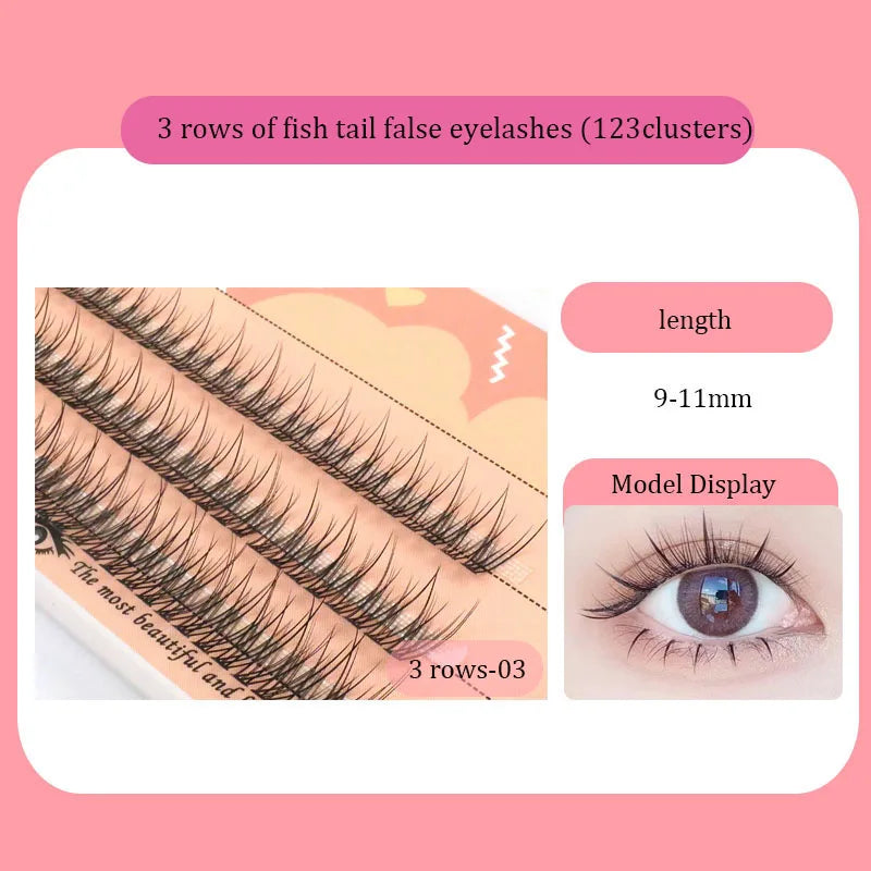 Anlinnet Fishtail + A-type Mixed Hair Five Rows Mixed Natural False Eyelashes Self-Grafting Single Cluster Eyelashes Eye Lash Fa
