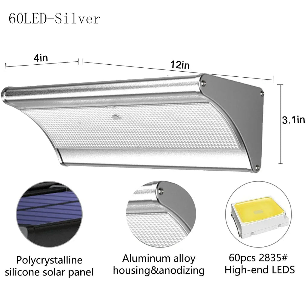 Outdoor Solar Wall LED Flood Lights with Radar Motion Sensor Waterproof Aluminum Shell Wall Lamp for Garden Lighting