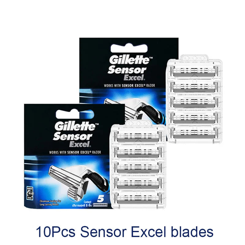 Gillette Sensor Excel Razor Blades Ultra Thin 3 Layer Sharp Shaving Blades Vector3 Men Face Hair Removal  Shaver Replace Refills
