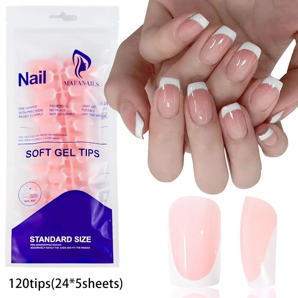 100pcs White Medium Square False Nails Full Cover Acrylic Artifical Fake Nail Tips Women Nail Decoration 10 Sizes Press On Nails