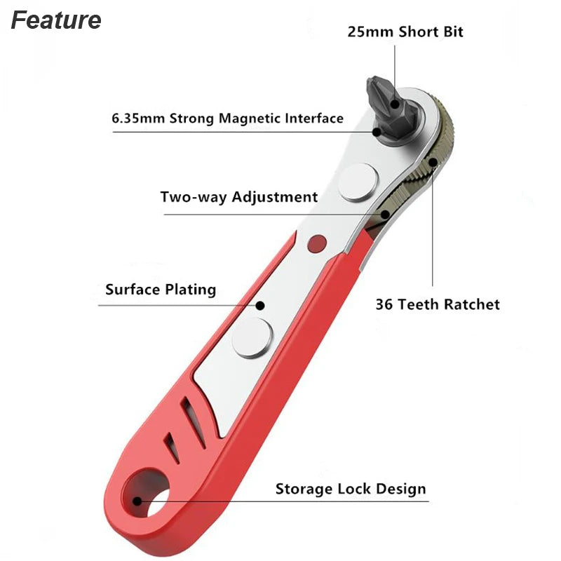 Mini Ratchet Wrench Screwdriver 1/4 Hex Adjustable Quick Release Socket Handle Repair Hand Tool For Car Repair Close Quarters