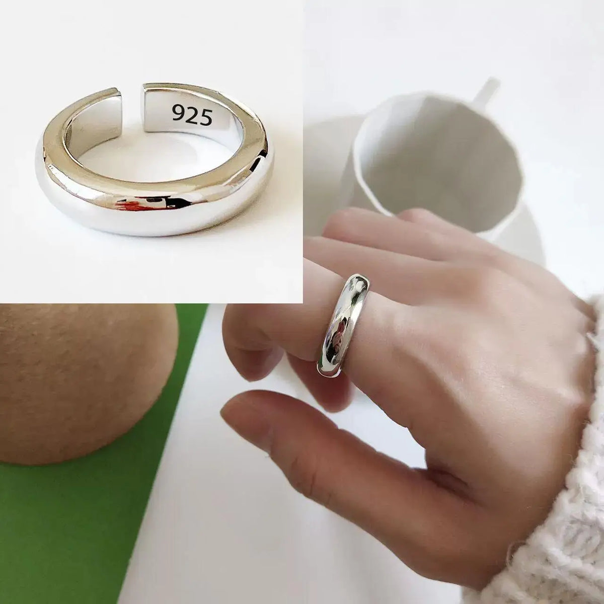 925 Sterling Silver Flower Geometry Ring For Women Girl Hollow Out Zircon Grace Wide Jewelry Gift Dropshipping