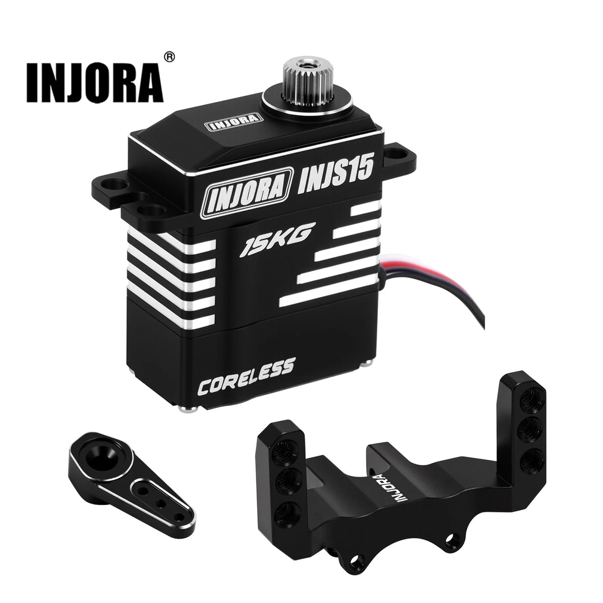 INJORA INJS15 15KG Waterproof Coreless High Torque Servo with Mount & Horn for 1/24 SCX24