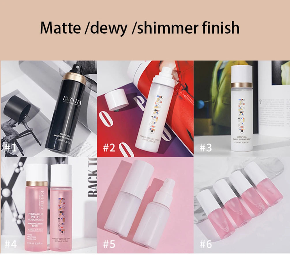 Private Label 100ml Setting Spray Custom Logo 3color Oil-control Long-lasting Sweat-proof Hydrating Glitter Pearlescent Makeup