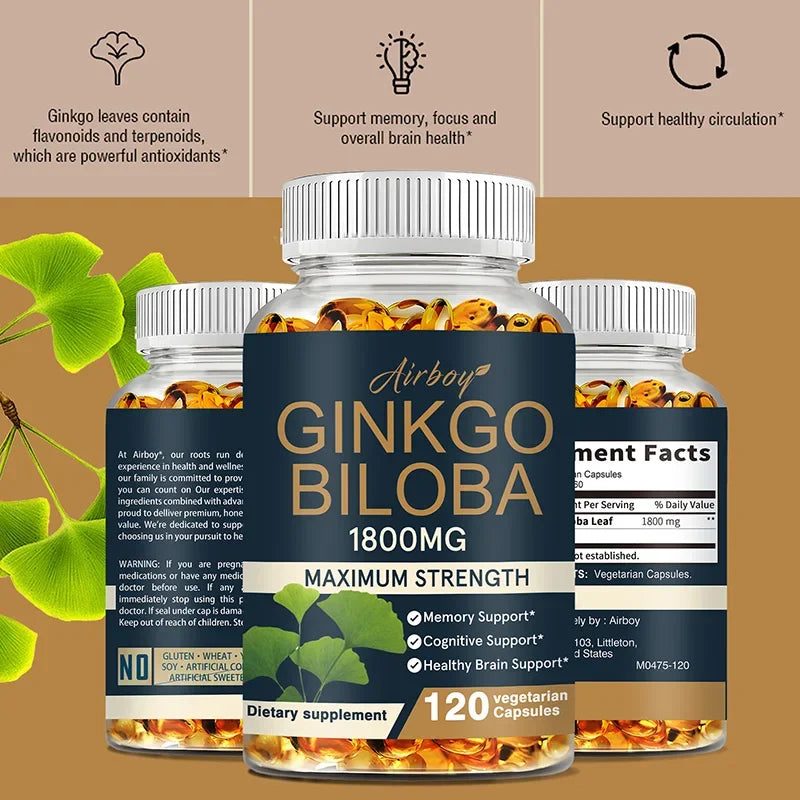 Ginkgo Biloba - Improves Concentration, Memory and Learning, Promotes Brain Health, Improves Clarity