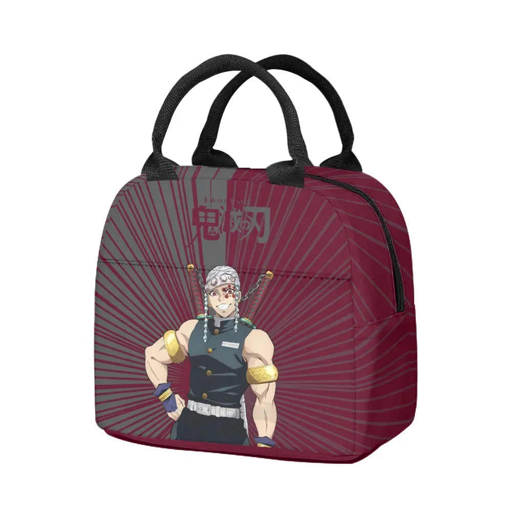 New Anime Peripheral Demon Slayer 3D School Backpack Lunch Bag Pencil Case 3-Piece Set Printed Holiday Gift for Students Gift