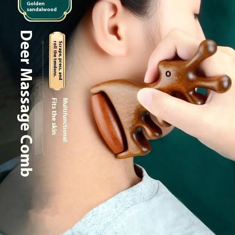 1Pcs Wood Massage Comb Head Meridian Scalp Combs Face Eye Shoulder Neck Scraping Treatment Hair Loss Anti-Static Wide Tooth Comb