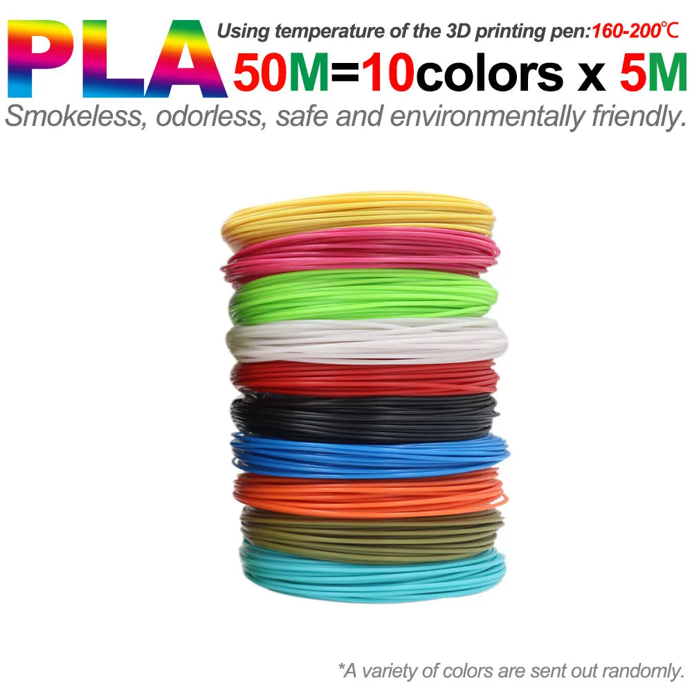 PLA Filament for 3D Pen Printing 10/20/30 Colors Diameter 1.75mm 200M Odorless Safe Plastic Refill for 3D Children Printing Pen