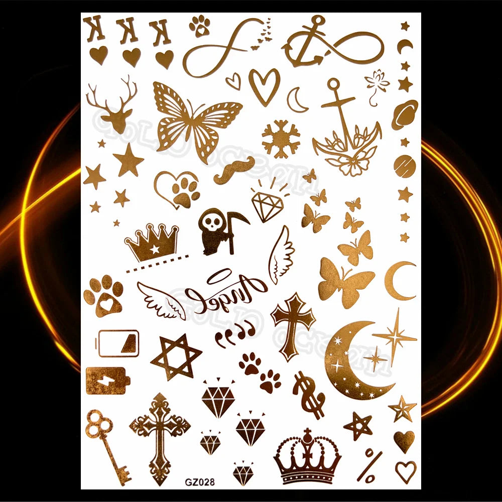 1PC Summer Style Men Women Body Art Gold Metallic Tattoo Sticker HYS-101 Chain Bracelet Fake Jewelry Waterproof Temporary Tattoo
