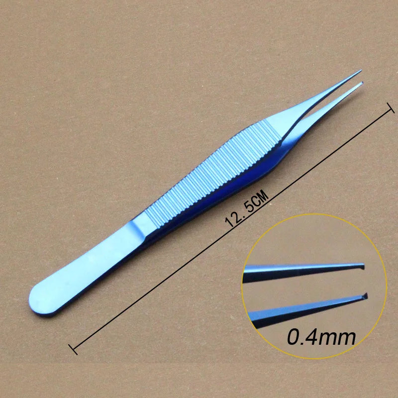 1pcs Ophthalmic Tweezers Tissue Forceps Stainless steel Teethed Platforms Forceps Surgical Instruments 120mm