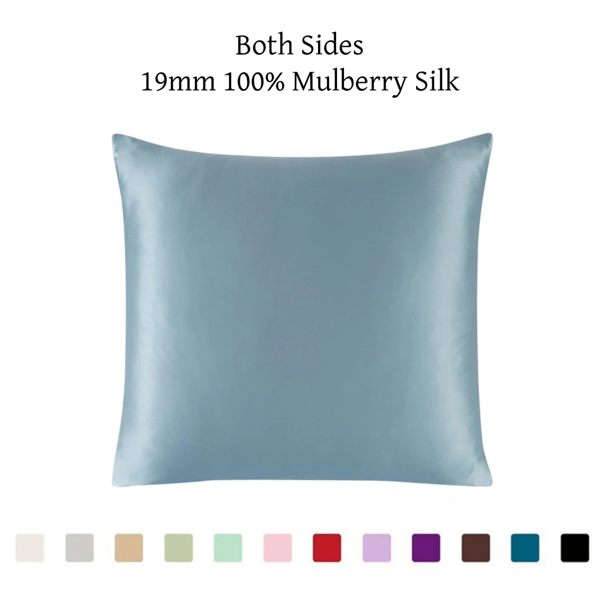 100% 19mm Mulberry Silk Zipper Pillowcase Cushion Pillow Case Cover Solid Multicolor