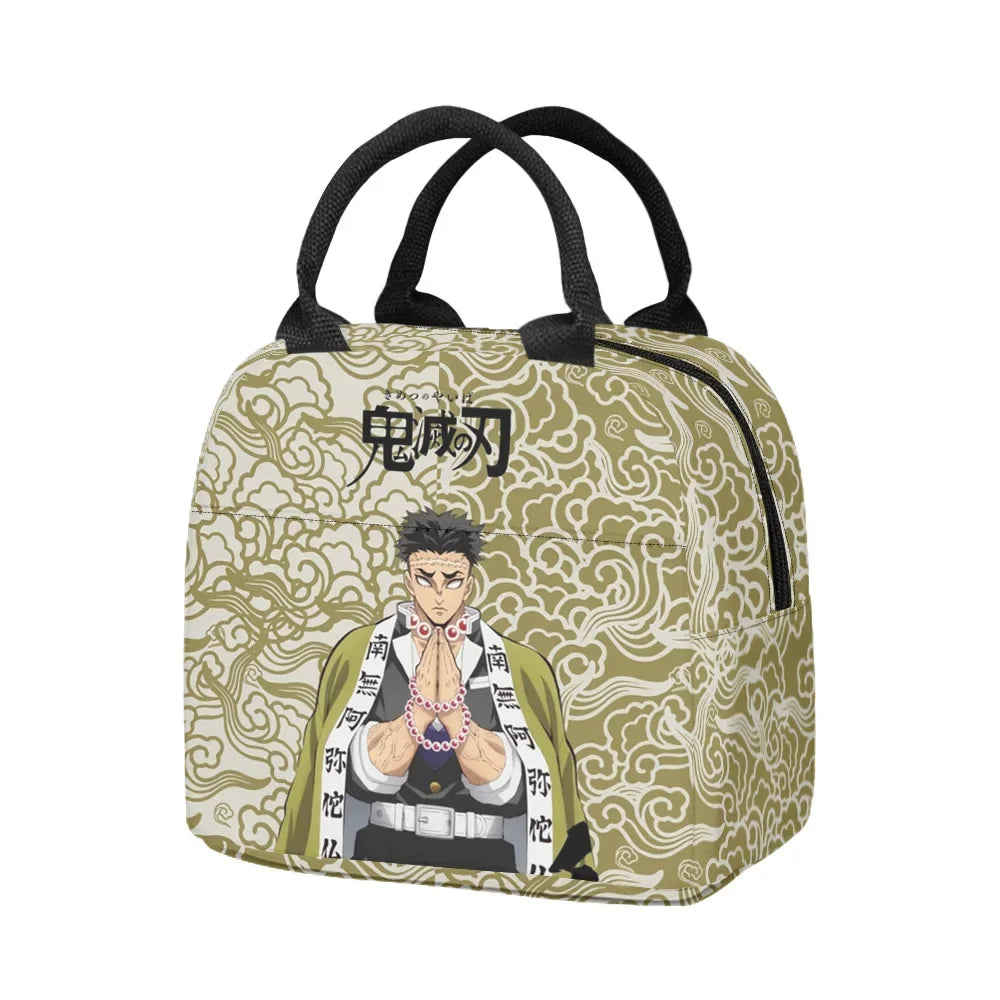 New Anime Peripheral Demon Slayer 3D School Backpack Lunch Bag Pencil Case 3-Piece Set Printed Holiday Gift for Students Gift