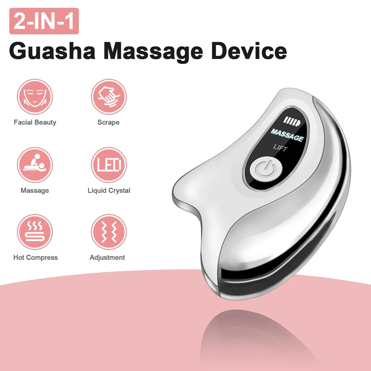 Electric Gua Sha Heated Device Red Blue Light Face Vibration Massager Scraping Board for Skin Rejuvenation Face Lifting Machine