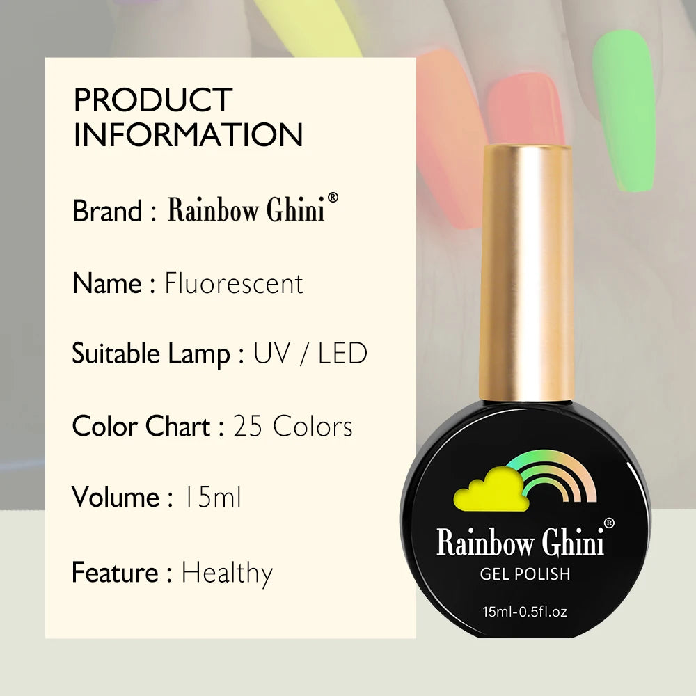 RG 15ML HEMA&TPO FREE Summer Series Fluorescent Gel Polish in Sporty Style Y2K Nail Polish Suitable for Parties Nail Art UV Gel