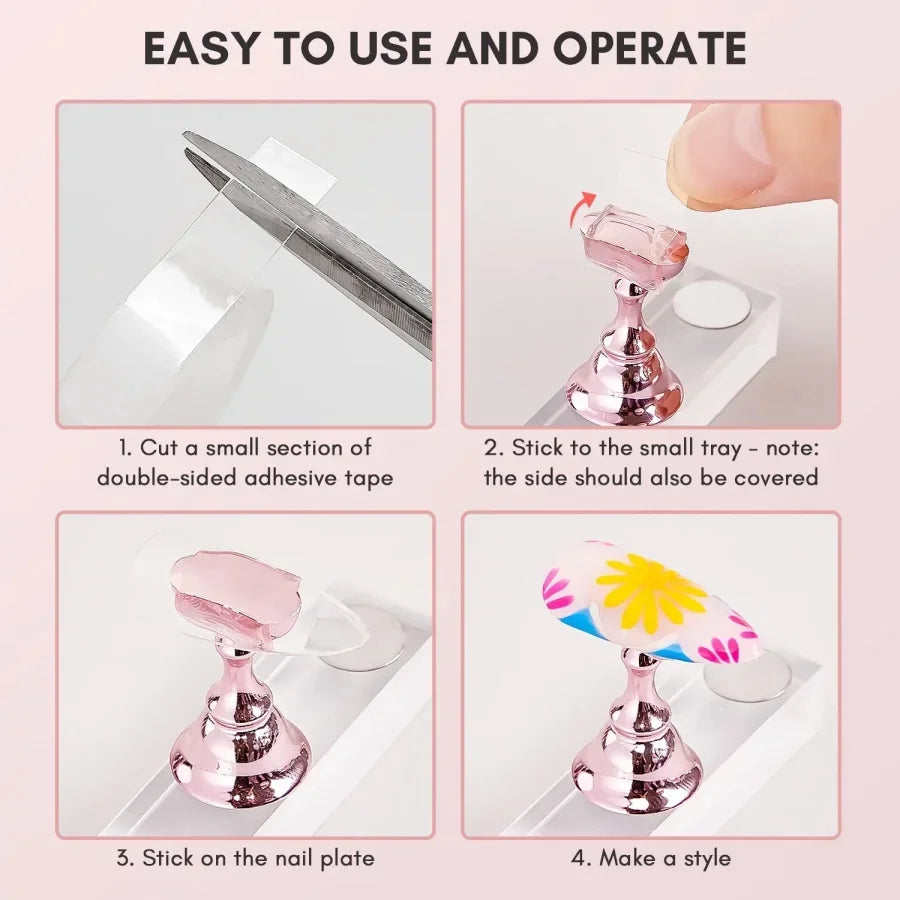 1 Set 5Pcs Nail Art Display Stand With Clamp Base Nail Practice Holder Household Salon Beginner Manicure Supply