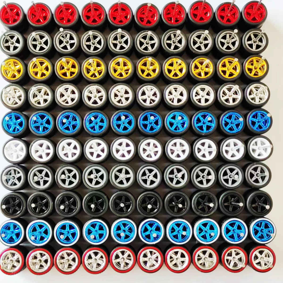 50 Sets 1/64 Wheels Pack with Rubber Tires Axles for 1:64 Matchbox Domeka Hotwheel Diecast Car Model Cars Wholesale