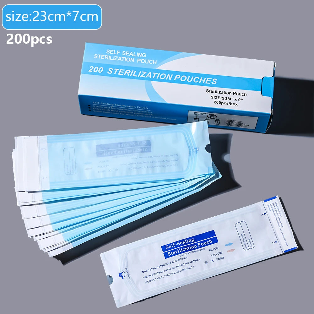200Pcs Disposable Nail Sterilizer Bag Transparent Visibility Manicure Bags Dry Heat Nail Art Plier Equipment Disinfection Tools*