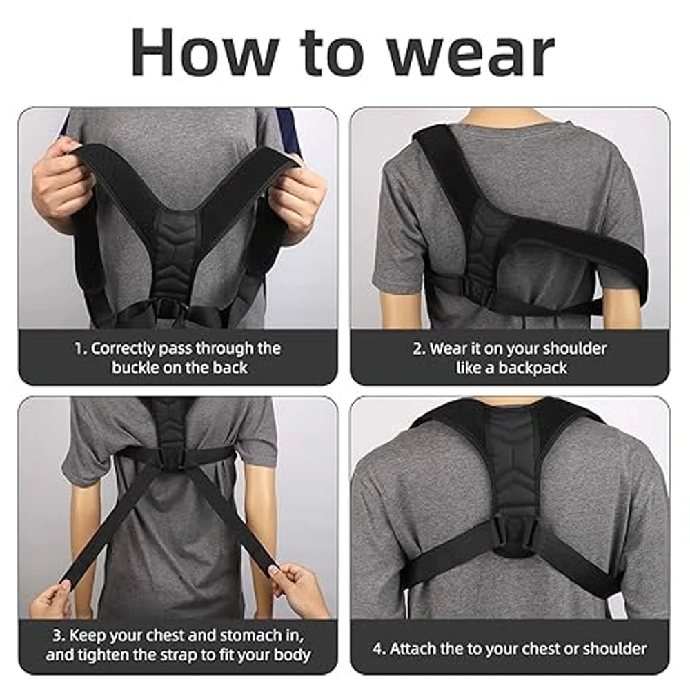 RGGMQQ Adjustable Posture Corrector for Men & Women, Comfortable Shoulder Brace Support for Neck, Back & Shoulder Pain Relief