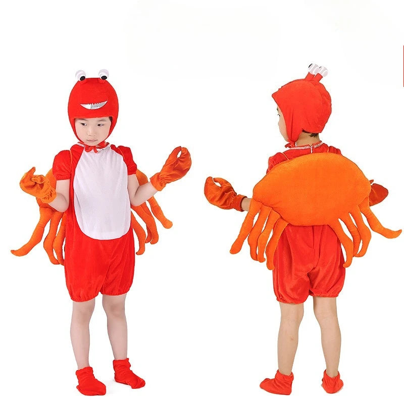 Children’s Spider Crab Plush Animal Style Halloween Festival Birthday School Stage Role Play Cotton Dress Outfit For Boys Girls
