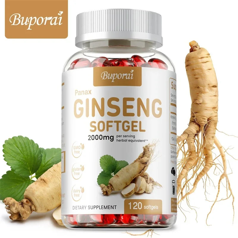 Red Panax Ginseng Capsules - for Immunity, Energy, Fatigue and Stress Relief, and Mental Focus