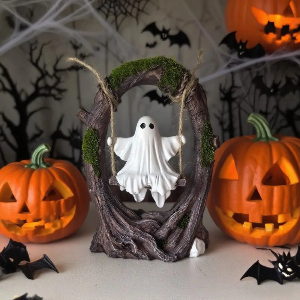 Halloween Themed Halloween Swing Ghost Ornament Handicraft Model Spooky Ghosts Decor Statue Display Ghost Halloween Decoration