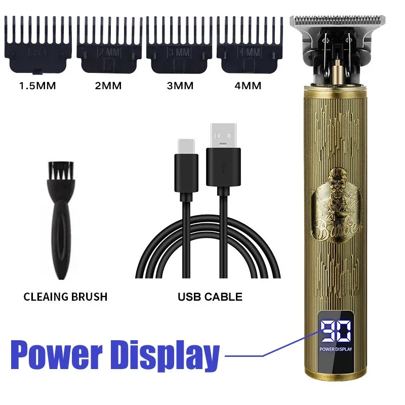 Vintage Hair Clipper Cordless Trimmer Portable USB Fast Charging Hair Cutting Machine Electric Shaver Professional Barber