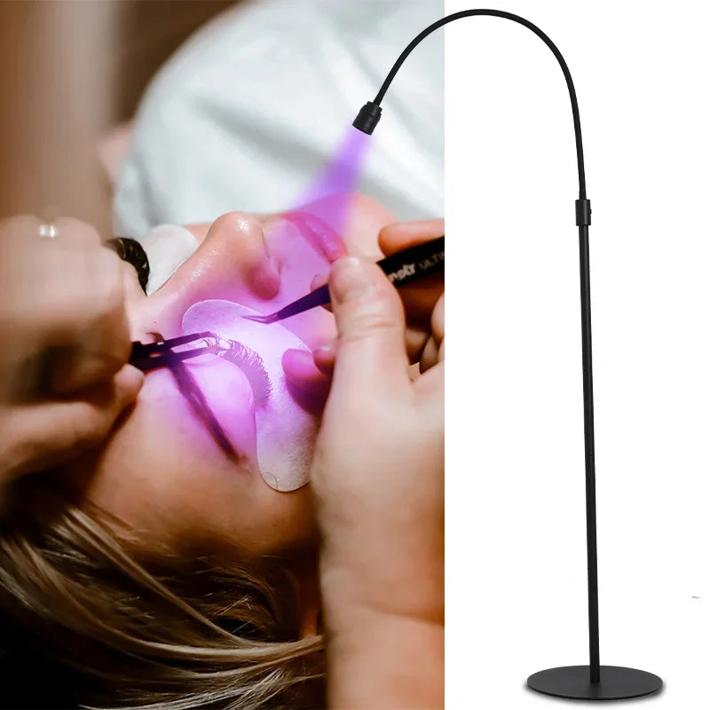 12W LED UV Lamp with Foot Switch Eyelash Extention Gel Curing Floor Lamp Beauty Salon Angle Adjustable Holder Spotlight UV Lamp