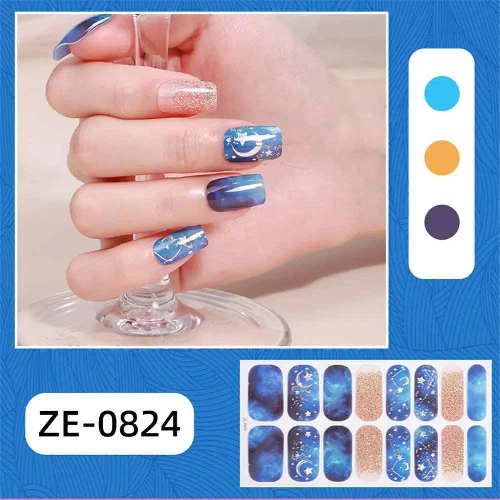 Gradient Galaxy Series Press-on Nails | 16-Piece Set of Removable Self-Adhesive Fake Nail Stickers | Valentine's Day Gift Idea