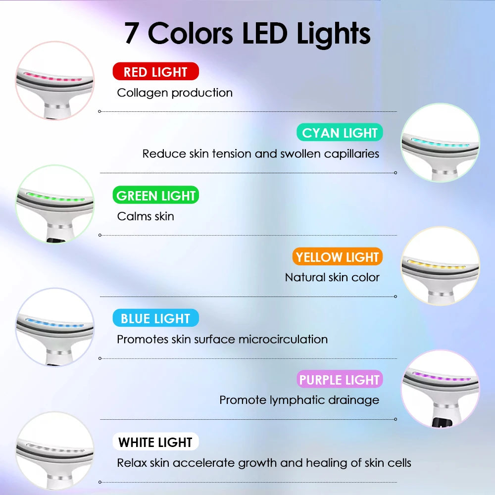 7 Colors LED Lights Face Neck Beauty Device Vibration Massage Improve Neck Lines Home Use Face Lifting Machine