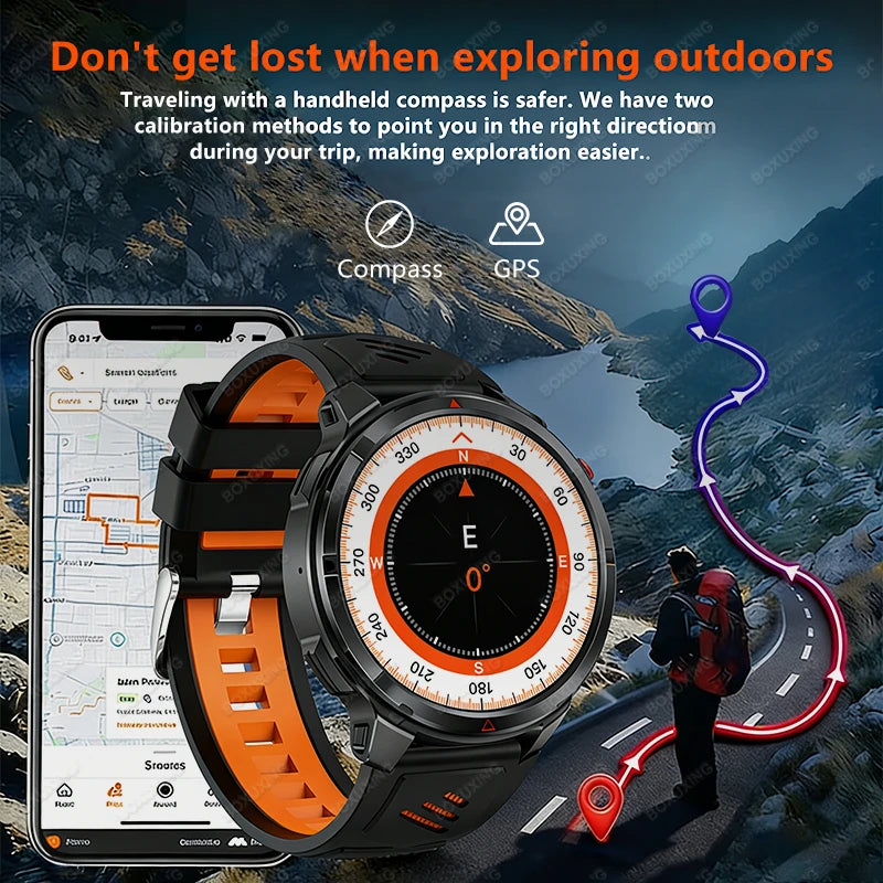 2026 GPS Sports Smart Watch 1.7-Inch AMOLED Screen Outdoor Sports Compass Heart Rate IP68 Waterproof Bluetooth Call Smartwatches