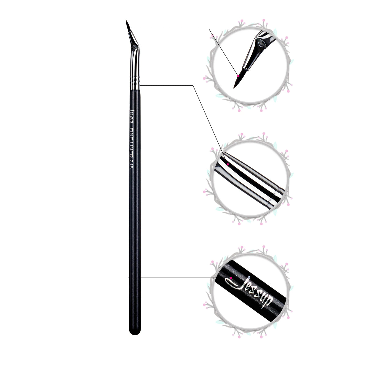 Jessup Eyeliner Brush Makeup Thin Bent Precision Angled Flat Definer Ultra Fine Pencil Precision Synthetic S151