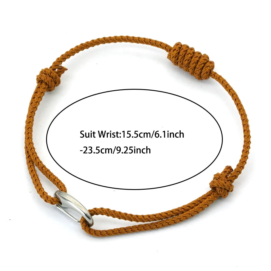 Handmade Adjustable Thin String Bracelet Unisex Stainless Steel Weaven Knot Luck Holiday Braslet Valentine Day Couple Pulseira