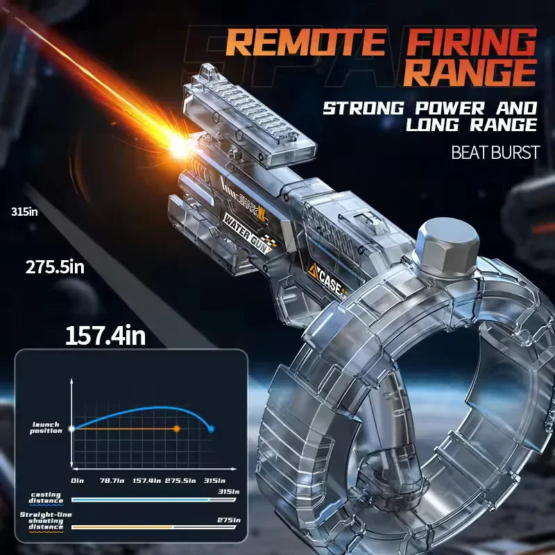 @Space Electric Water Gun Energy Ring Burst Transformation LED Lights Large Capacity Full Auto Continuous Fire Squirt Gun Toy