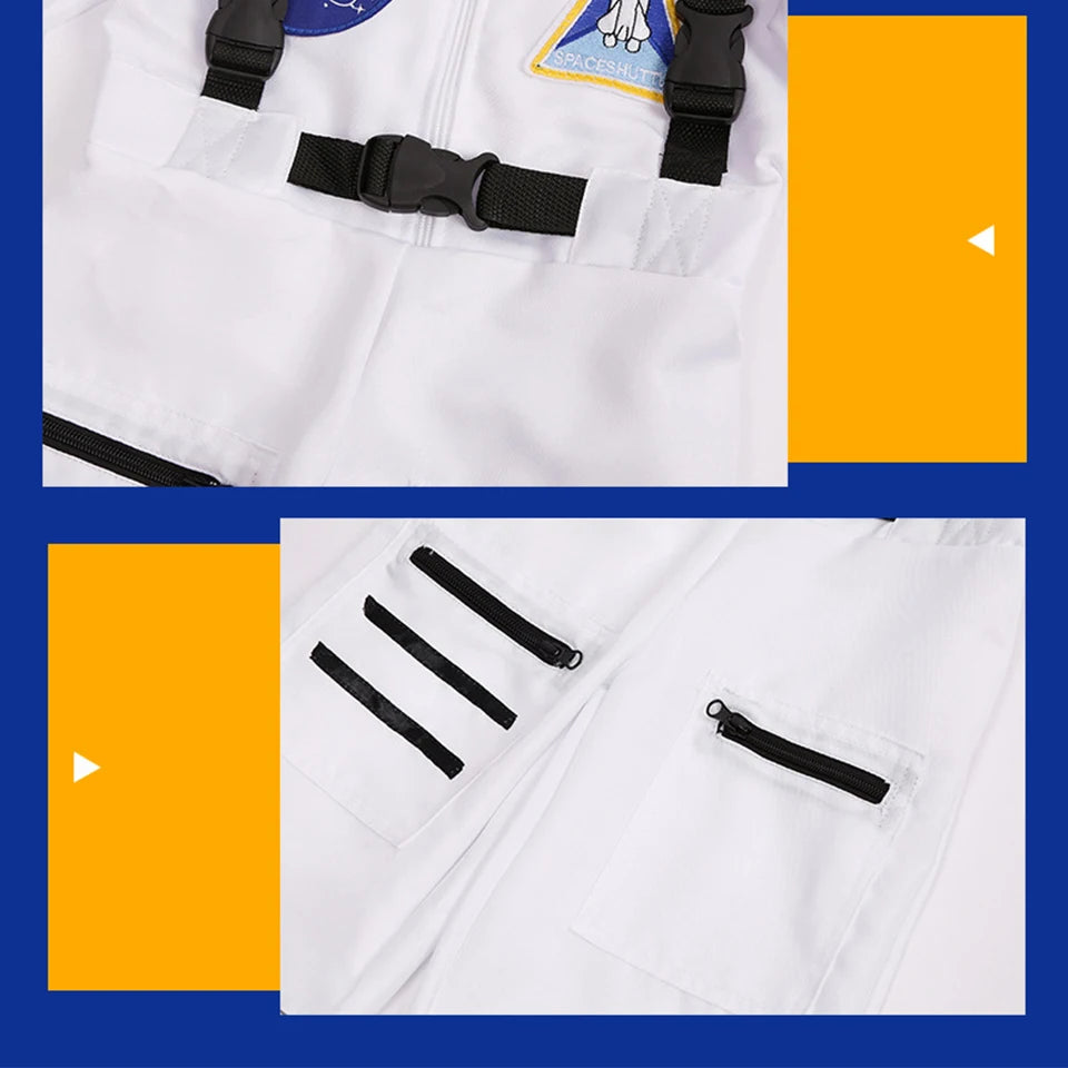 Kids Astronaut Costume Space Suit Halloween Cosplay Space Explorer Performance Children's Jumpsuit Spaceman Boys Girls Outfits