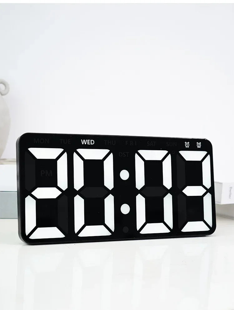 Minimalist LED Digital Wall Clock with Remote Control Adjustable Brightness Countdown Timer Modern Home Office Alarm Clock