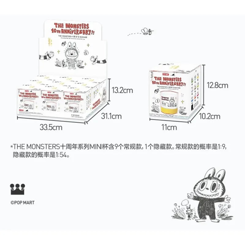 Genuine POP MART Anime Periphery THE MONSTERS LABUBU 10th Anniversary Series Mini Cup Blind Box Home Decor Desktop Birthday Gift