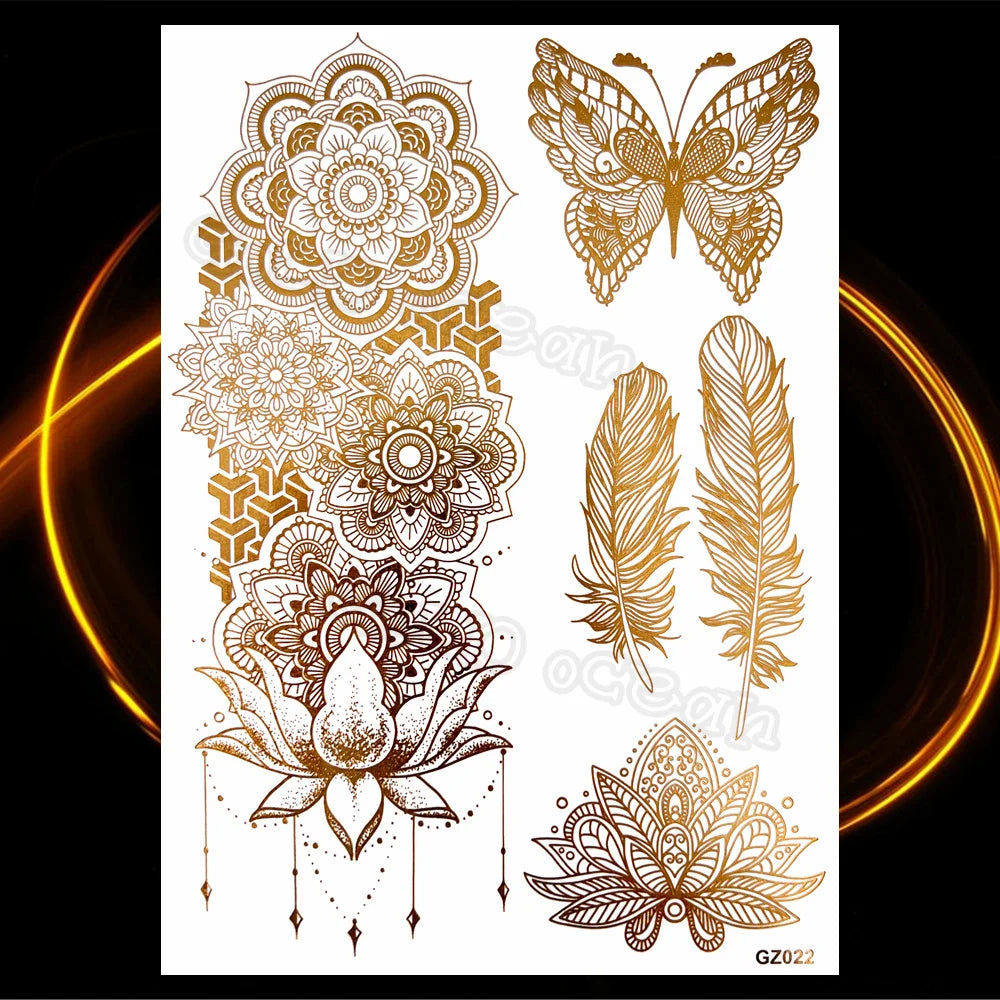 1PC Summer Style Men Women Body Art Gold Metallic Tattoo Sticker HYS-101 Chain Bracelet Fake Jewelry Waterproof Temporary Tattoo
