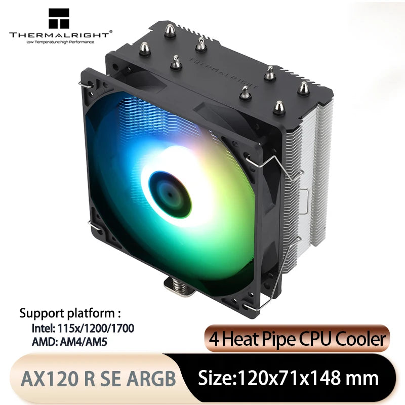Thermalright Assassin X 120 Refined SE ARGB  4x6mm Heat Pipe Tower CPU Air Cooled Radiator,120mm PWM Fan,Support LGA1700/AM5