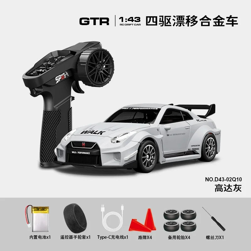1:43 Scale RC 4WD Drift Alloy Car with Gyro Remote Control Toy for Boys Children's Christmas And Halloween Gifts