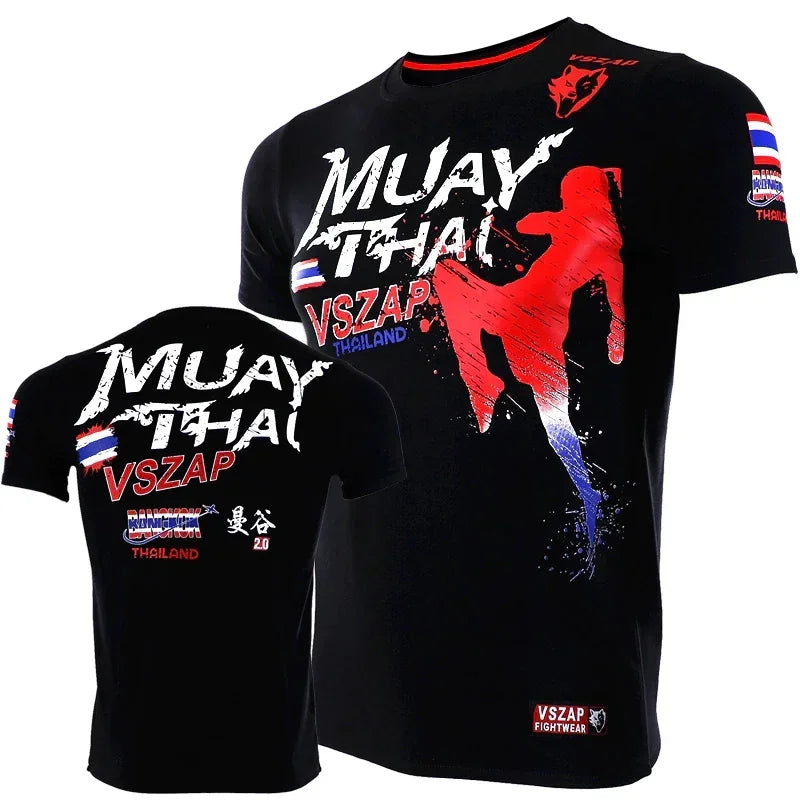 Men's Muay Thai casual T-shirt running sports short sleeved 3D printed short sleeved summer new breathable and comfortable T-shi