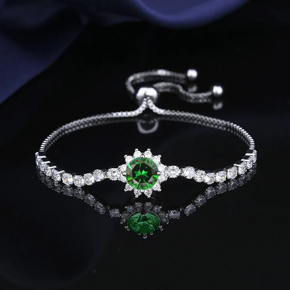 925 Sterling Silver Bracelet Moissanite Sunflower Bracelet Two Carats Hand Jewelry Women Pull-Out Style