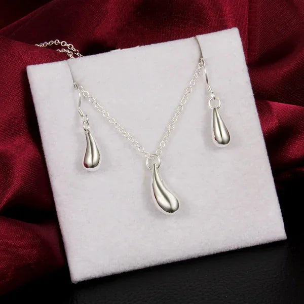Special offer 925 Sterling Silver water drop pendant necklaces earrings Jewelry set for women Party wedding jewelry Holiday gift