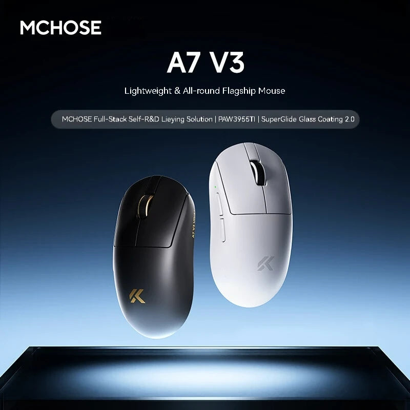 MCHOSE A7 V3 Ultra Gaming Mouse PAW3955Ti Super Sensor 20000FPS Tracking Accuracy 8kHz Polling Rate Low Latency Super Glide