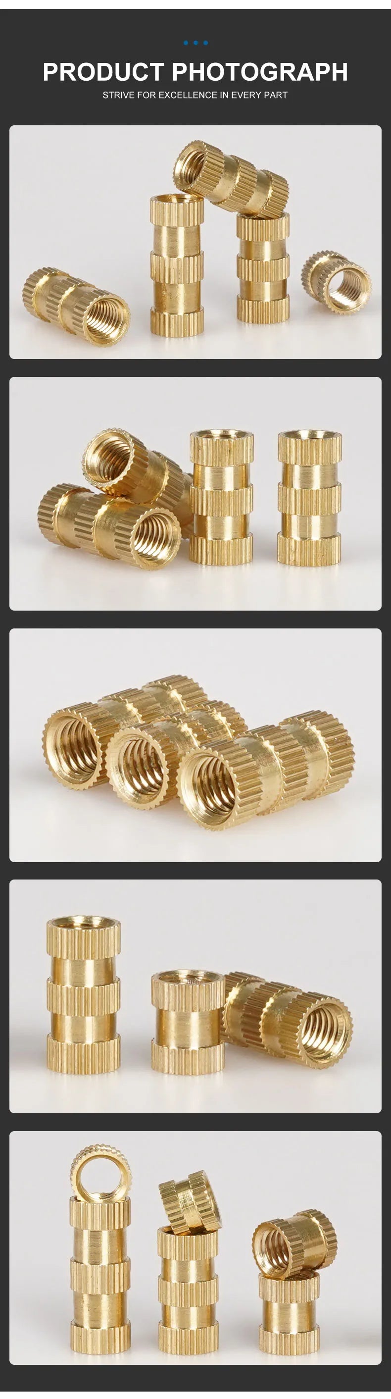 M2 M2.5 M3 M4 M5 M6 M8 M10 Heat Brass Insert Nut Knurled Insertnut Hot Melt Molding Injection Embed Threaded Inserts 3d Printer